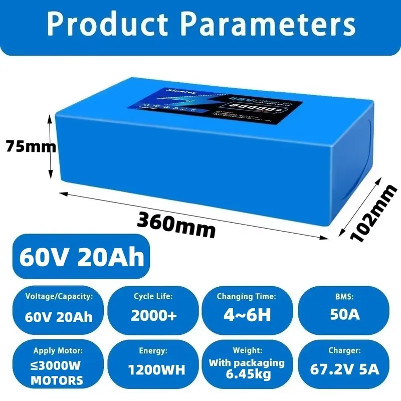 Batterie au lithium 21700 60V  - 60V 30Ah 21700 Battery Pack avis et prix